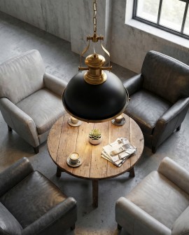 LAMPA WISZĄCA INDUSTRIALNA LOFT CZARNO-MOSIĘŻNA ETTORE