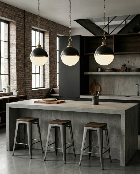 LAMPA WISZĄCA LOFT CZARNO-MOSIĘŻNA LARGO