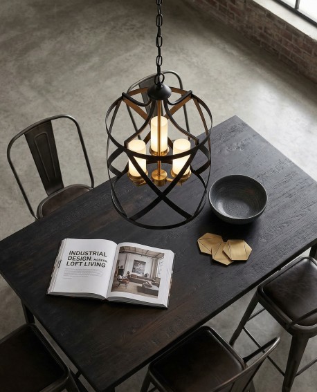 LAMPA WISZĄCA LOFT CZARNO-MOSIĘŻNA ASTILA W3
