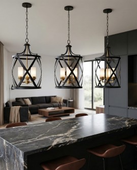 LAMPA WISZĄCA LOFT CZARNO-MOSIĘŻNA ASTILA W3