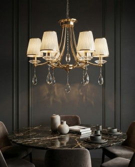 KLASYCZNY ŻYRANDOL KRYSZTAŁOWY ZŁOTY DOMINNI W6