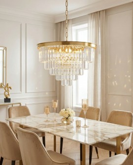 NOWOCZESNY ŻYRANDOL KRYSZTAŁOWY MOSIĘŻNY CAPRIA D50