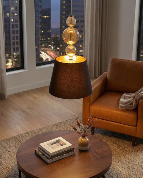 NOWOCZESNA LAMPA WISZĄCA CZARN-ZŁOTA MURANEO