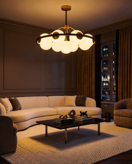 NOWOCZESNA LAMPA WISZĄCA CZARNO-MOSIĘŻNA DONZANO W9