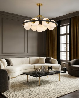 NOWOCZESNA LAMPA WISZĄCA CZARNO-MOSIĘŻNA DONZANO W9