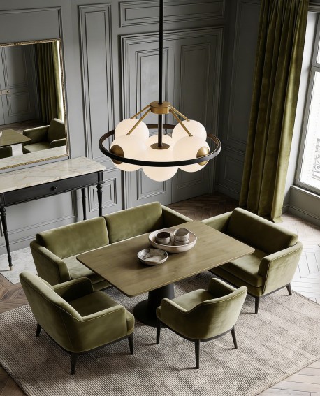 NOWOCZESNA LAMPA WISZĄCA CZARNO-MOSIĘŻNA DONZANO W5