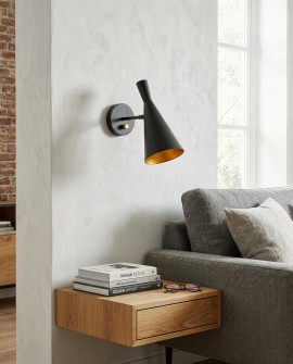 LAMPA ŚCIENNA KINKIET LOFTOWY CZARNY FOGGI W1