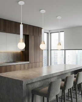 NOWOCZESNA LAMPA WISZĄCA BIAŁO-ZŁOTA FOLINO W1