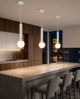 NOWOCZESNA LAMPA WISZĄCA BIAŁO-ZŁOTA FOLINO W1