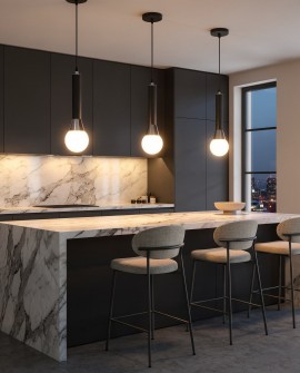 NOWOCZESNA LAMPA WISZĄCA CZARNO-CHROMOWANA FOLINO W1