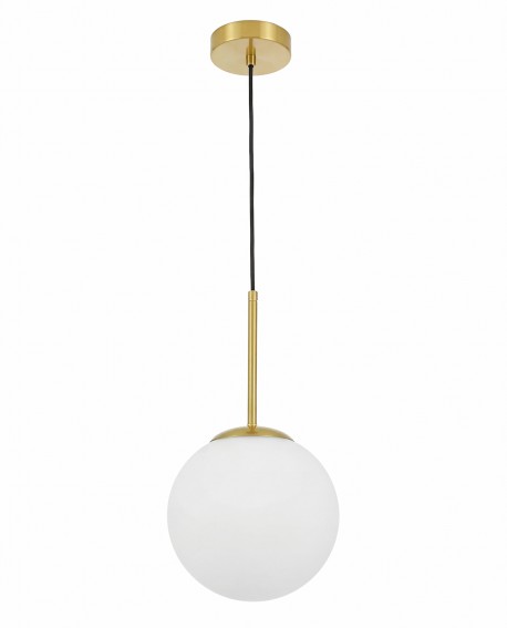 Nowoczesna lampa wisząca Fredica D20 z matową kulą i złotą podsufitką