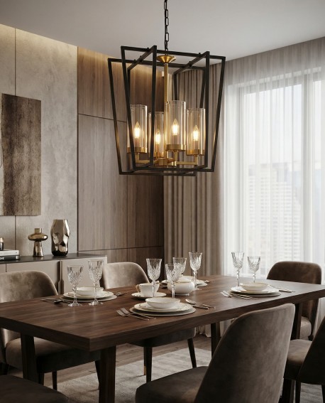 NOWOCZESNA LAMPA WISZĄCA CZARNO-ZŁOTA ARES W4