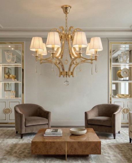 KLASYCZNY ŻYRANDOL KRYSZTAŁOWY ZŁOTY VENISIA W8