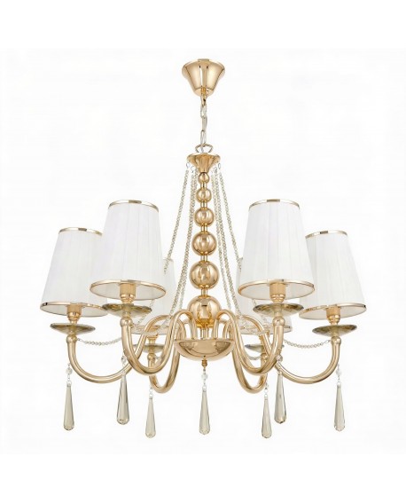 KLASYCZNY ŻYRANDOL KRYSZTAŁOWY ZŁOTY FABIONE W6