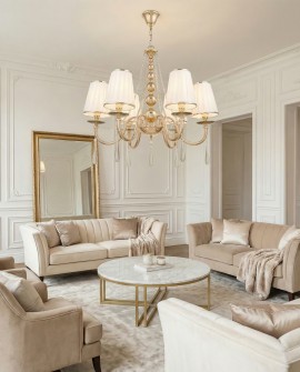 KLASYCZNY ŻYRANDOL KRYSZTAŁOWY ZŁOTY FABIONE W6