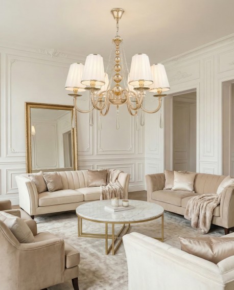 KLASYCZNY ŻYRANDOL KRYSZTAŁOWY ZŁOTY FABIONE W6