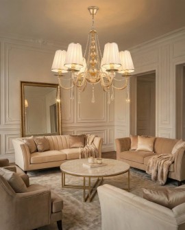 KLASYCZNY ŻYRANDOL KRYSZTAŁOWY ZŁOTY FABIONE W6