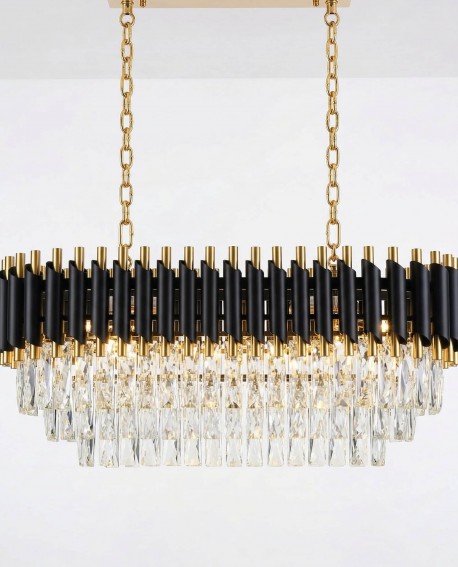 KLASYCZNY ŻYRANDOL KRYSZTAŁOWY CZARNO-ZŁOTY MAZINI PRO