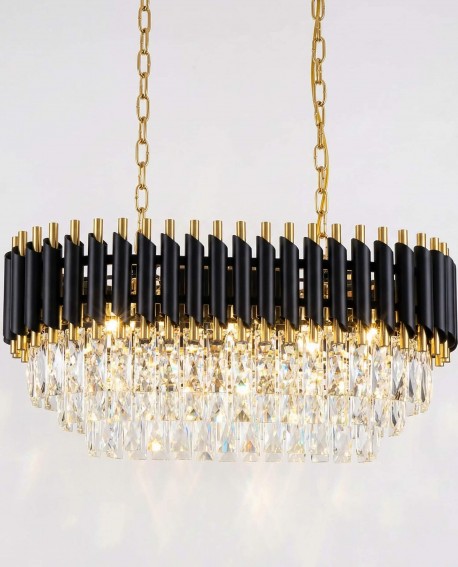 KLASYCZNY ŻYRANDOL KRYSZTAŁOWY CZARNO-ZŁOTY MAZINI PRO