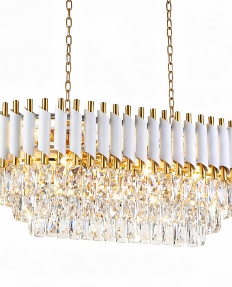KLASYCZNY ŻYRANDOL KRYSZTAŁOWY BIAŁO-ZŁOTY MAZINI PRO