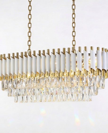 KLASYCZNY ŻYRANDOL KRYSZTAŁOWY BIAŁO-ZŁOTY MAZINI PRO