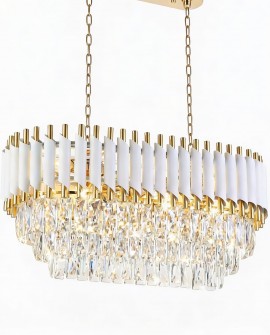 KLASYCZNY ŻYRANDOL KRYSZTAŁOWY BIAŁO-ZŁOTY MAZINI PRO