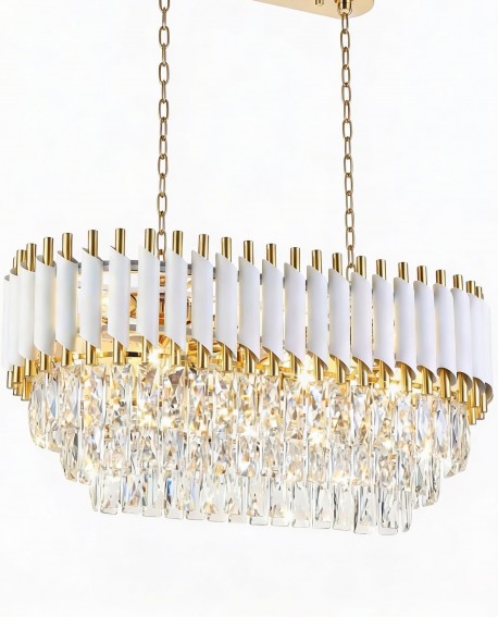 KLASYCZNY ŻYRANDOL KRYSZTAŁOWY BIAŁO-ZŁOTY MAZINI PRO