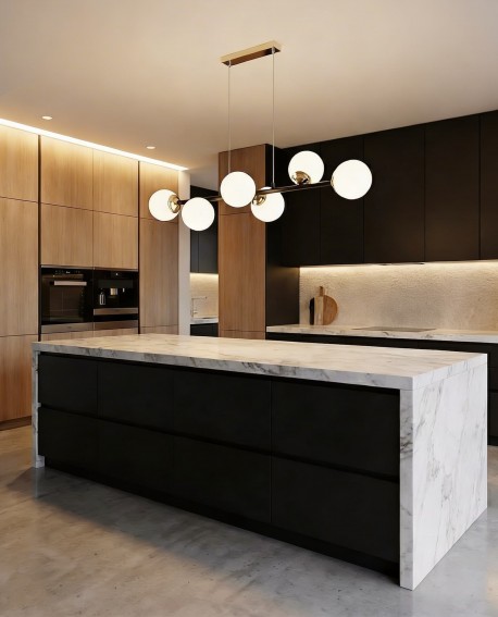 NOWOCZESNA LAMPA WISZĄCA CZARNO-ZŁOTA FINO W6