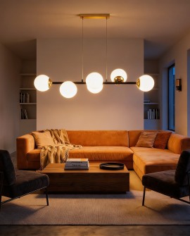 NOWOCZESNA LAMPA WISZĄCA CZARNO-ZŁOTA FINO W6