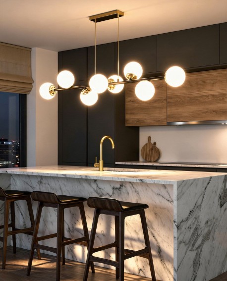 NOWOCZESNA LAMPA WISZĄCA CZARNO-ZŁOTA FINO W8