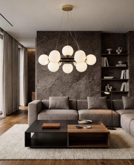 NOWOCZESNA LAMPA WISZĄCA CZARNO-ZŁOTA LEDO W12