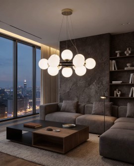 NOWOCZESNA LAMPA WISZĄCA CZARNO-ZŁOTA LEDO W12