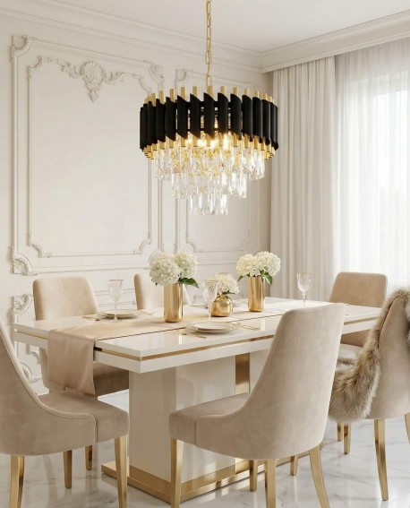 KLASYCZNY ŻYRANDOL KRYSZTAŁOWY ZŁOTY MAZINI D40