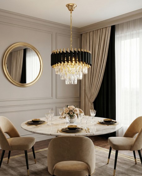 KLASYCZNY ŻYRANDOL KRYSZTAŁOWY ZŁOTY MAZINI D40