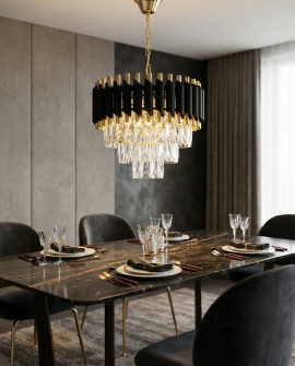 KLASYCZNY ŻYRANDOL KRYSZTAŁOWY ZŁOTY MAZINI D40