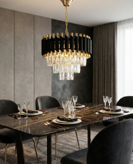 KLASYCZNY ŻYRANDOL KRYSZTAŁOWY ZŁOTY MAZINI D40