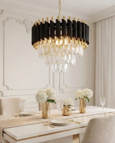 KLASYCZNY ŻYRANDOL KRYSZTAŁOWY ZŁOTY MAZINI D40