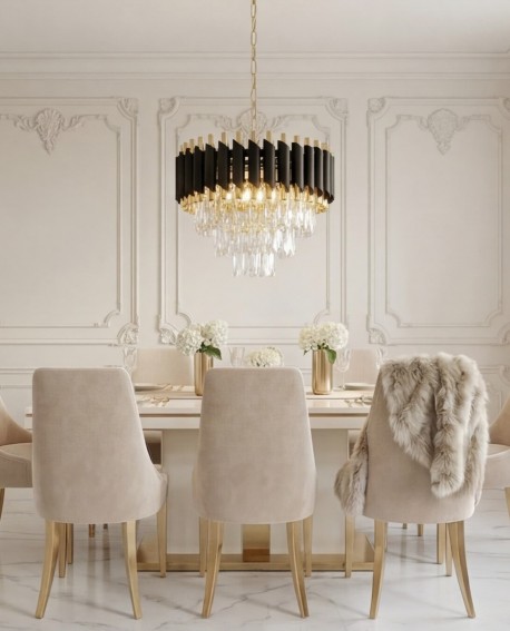 KLASYCZNY ŻYRANDOL KRYSZTAŁOWY ZŁOTY MAZINI D40