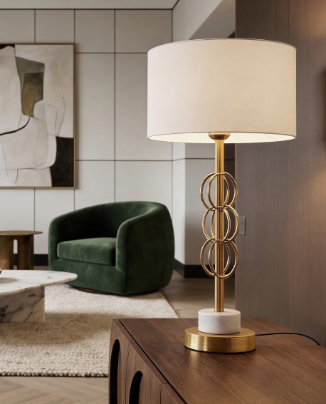 GLAMOUR LAMPA NOCNA Z MARMUREM BIAŁA AZZARIA