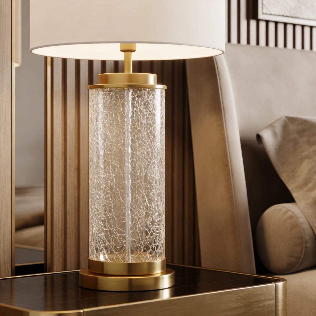 LAMPA NOCNA GLAMOUR BIAŁO-MOSIĘŻNA POSITANO