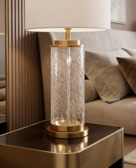 LAMPA NOCNA GLAMOUR BIAŁO-MOSIĘŻNA POSITANO