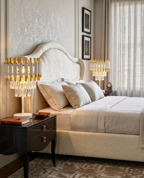 LAMPA NOCNA KRYSZTAŁOWA BIAŁO-ZŁOTA MAZINI