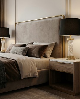 LAMPA NOCNA GLAMOUR CZARNO-MOSIĘŻNA VILLANOVA