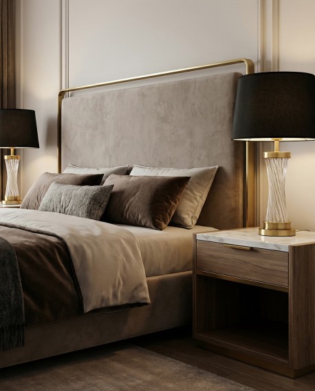 LAMPA NOCNA GLAMOUR CZARNO-MOSIĘŻNA VILLANOVA