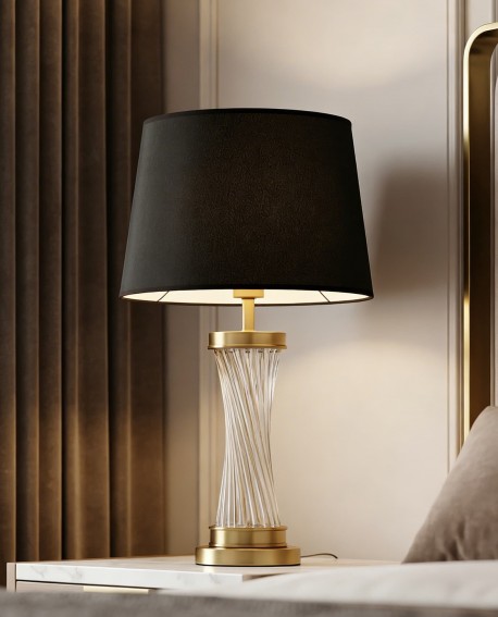 LAMPA NOCNA GLAMOUR CZARNO-MOSIĘŻNA VILLANOVA