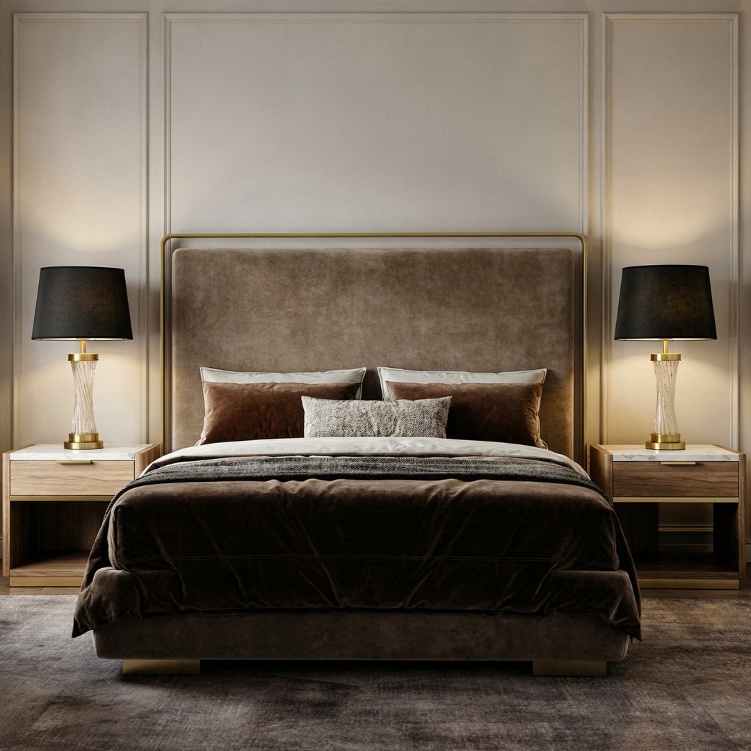 LAMPA NOCNA GLAMOUR CZARNO-MOSIĘŻNA VILLANOVA