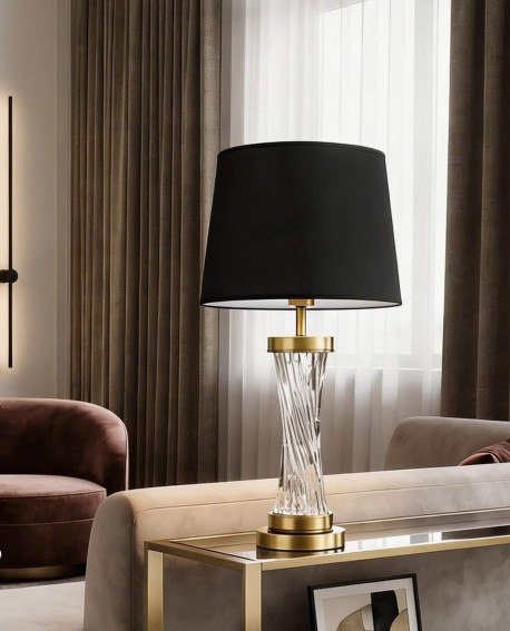 LAMPA NOCNA GLAMOUR CZARNO-MOSIĘŻNA VILLANOVA