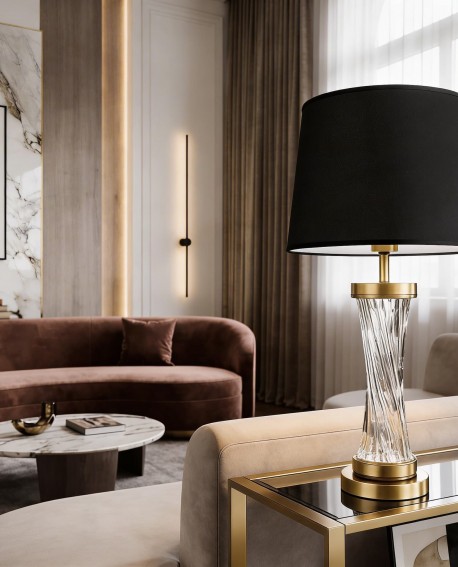 LAMPA NOCNA GLAMOUR CZARNO-MOSIĘŻNA VILLANOVA