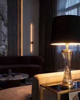 LAMPA NOCNA GLAMOUR CZARNO-MOSIĘŻNA VILLANOVA