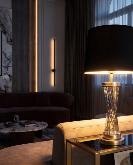 LAMPA NOCNA GLAMOUR CZARNO-MOSIĘŻNA VILLANOVA